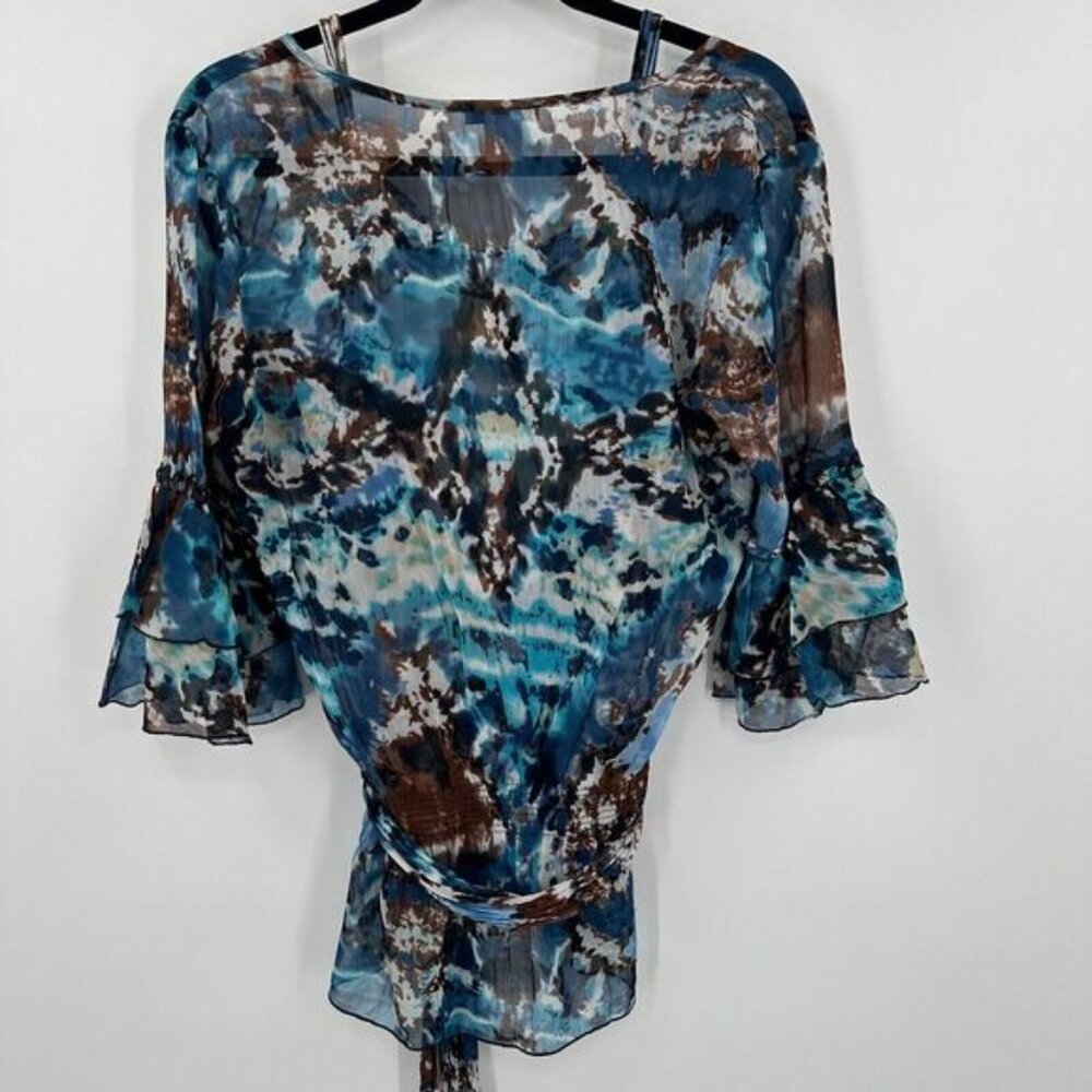 Alberto Makali Piece Set Womens Small Multi‎ Tie Dye Ruffled Trim Button Front - Picture 6 of 12